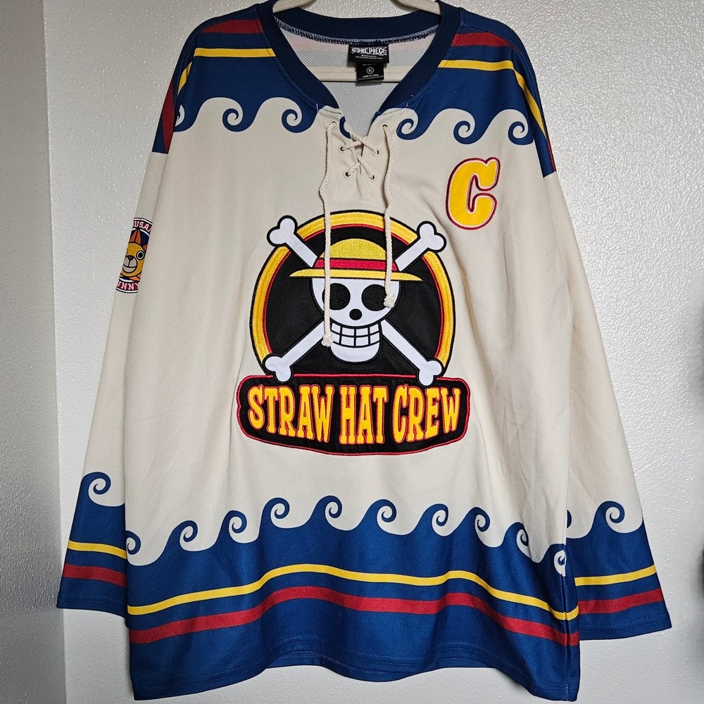 One Piece Luffy Straw Hat Crew Hockey Jersey BoxLunch Exclusive Mens XL
